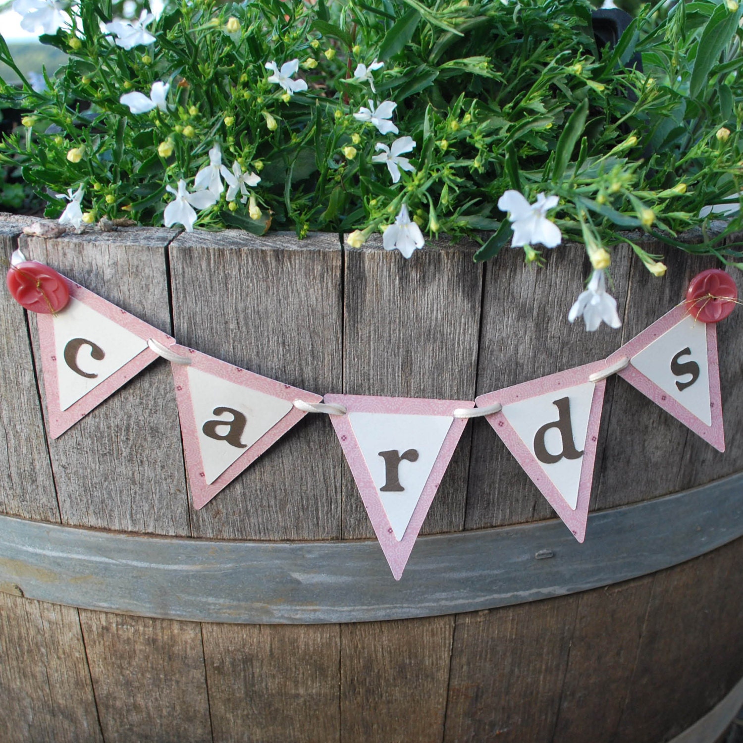Cards Banner...in vintage style...pink, rose, and ivory/brown.