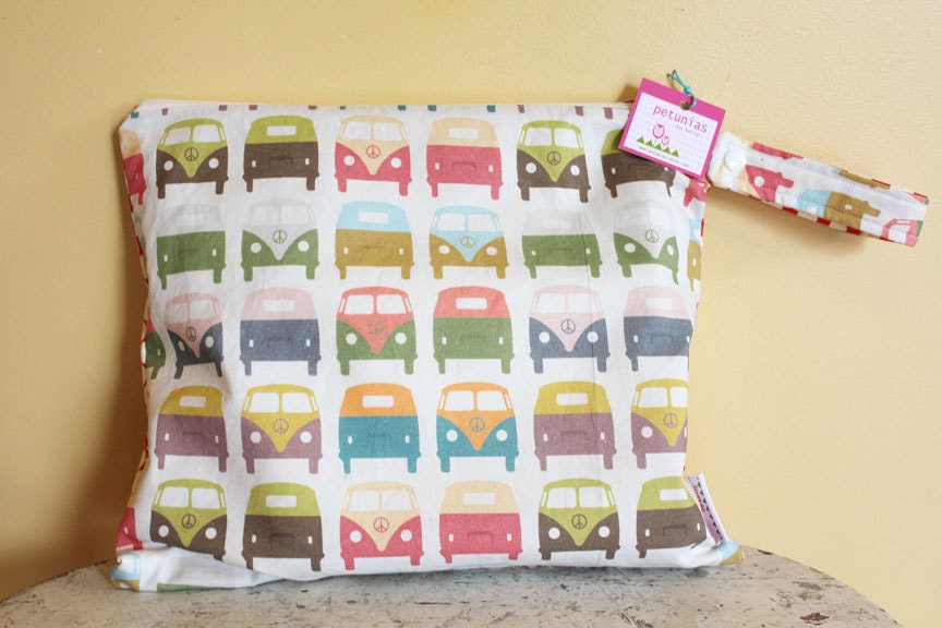 Wet Bag wetbag Diaper Bag - vw van ICKY Bag by PETUNIAS - swim cloth diaper accessories zipper shower gift newborn baby child kids summer