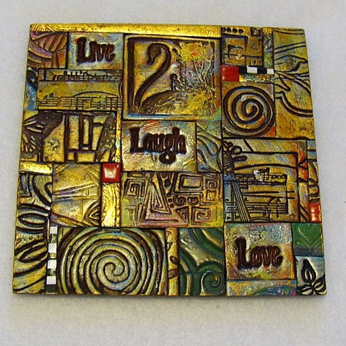 Live Laugh Love Polymer Clay Tile Mosiac