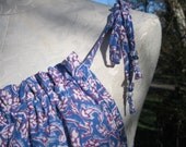 Sundress SALE Mini length blue and lavender on white cotton handmade for sizes XS/S 4-8