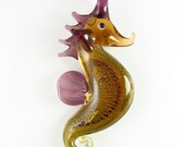 35mm x 70mm Glass Seahorse Lampwork Silver Foil Pendant - 1 PIeces - 125306
