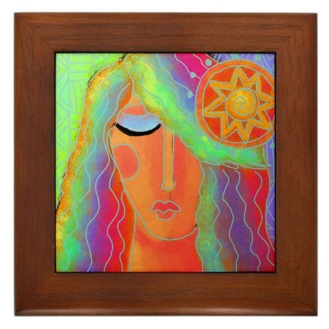 Original Abstract Digital Painting Printed on Framed Ceramic Tile