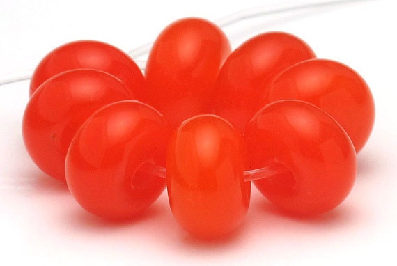 Handmade Lampwork Spacer Beads Orange Translucent SRA