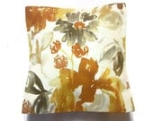 Two Tangerine Orange Yellow Gold Taupe Brown White Pillow Covers Decorative 18 x18 inch Toss Throw Accent Covers Same Fabric Front and Back