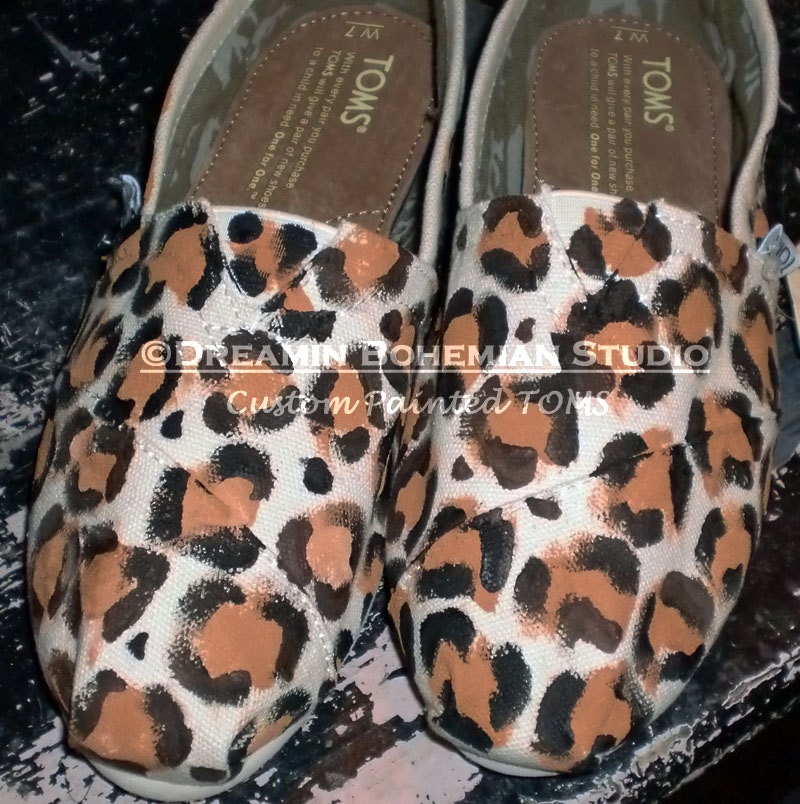 Cheetah Print Design Painted on YOUR TOMS
