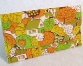 Cottage mini wallet card pouch upcycled green yellow