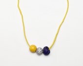 Viana Necklace Handmade Ceramic and Glass Beads and Fiber Necklace