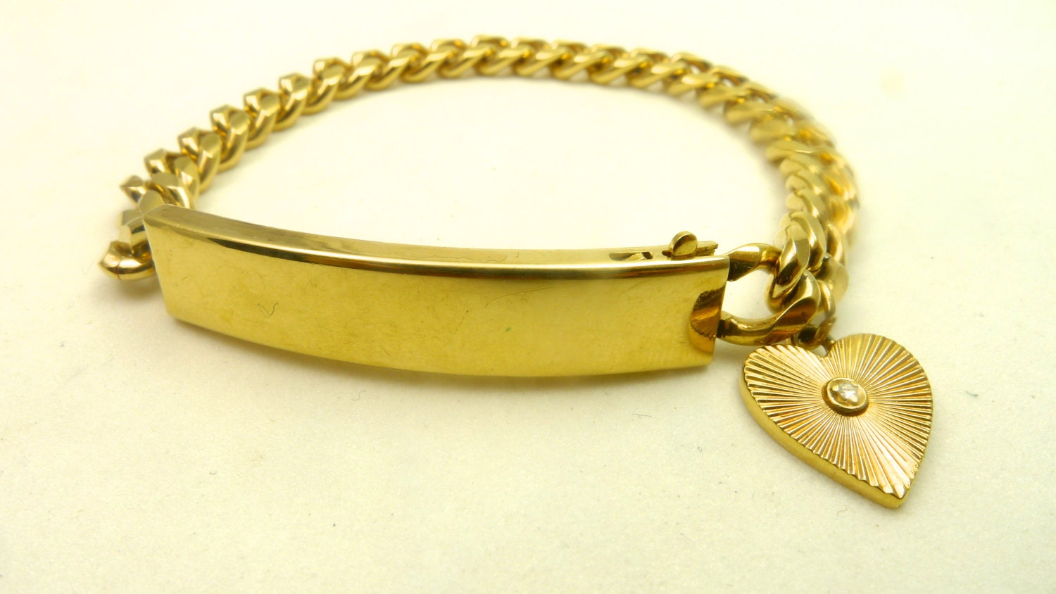 Vintage 1960s Spiedel Engraveable Bracelet with Heart Charm