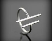Two bars open ring - adjustable sterling silver ring