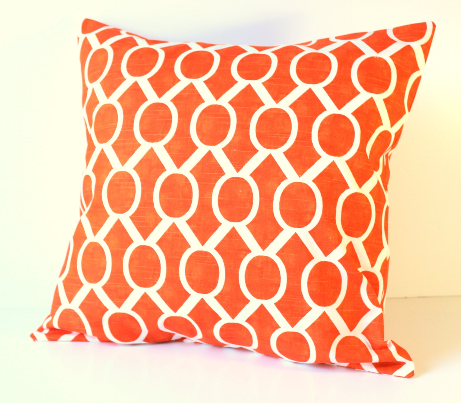 Decorative Pillow Cover - Tangelo Tangerine Orange & White Sydney Trellis - 18 x 18 Cushions Pillows - Home Nursery Decor - Dorm Decor