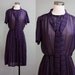70s S/M Blue Striped Ascot DRESS