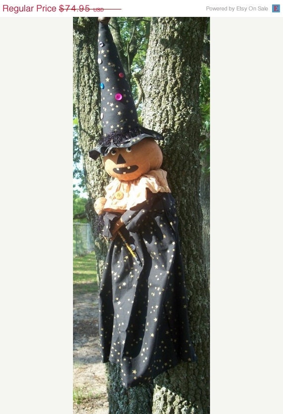 CustomerAppreciation Sale Primitive 1940's Replica Pumpkin Witch Glass Eyes
