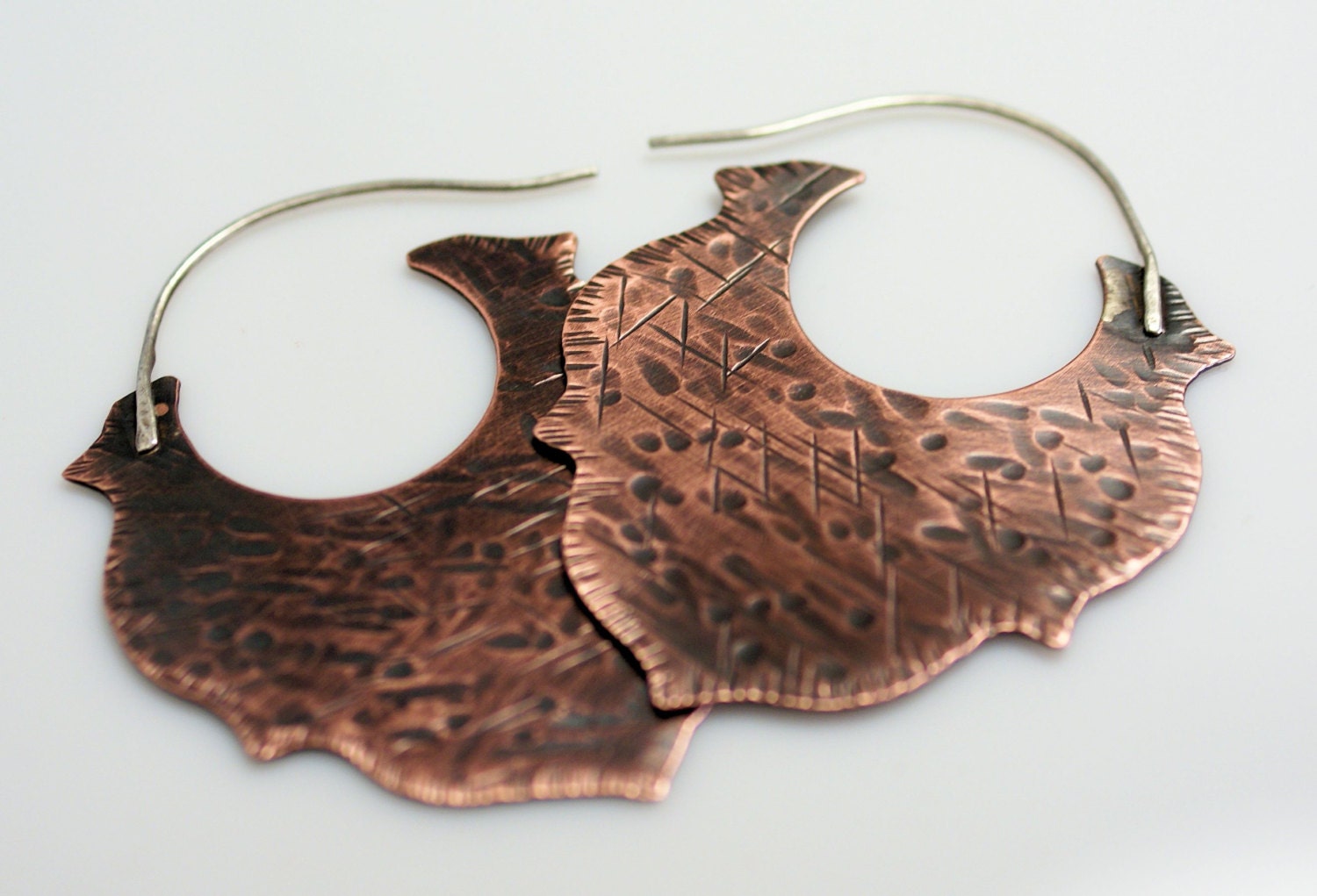 Copper Bohemian stamped earrings