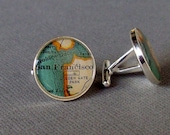 San Francisco Sterling Silver Heirloom Map Cufflinks Cast One Piece  Luxe Line by sherry truitt California Atlas