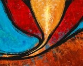 Colorful Flower Abstract Painting Floral Art Blue Red Yellow Large Canvas Ready To Hang Brown Earth Tone Big Huge Sharon Cummings Original