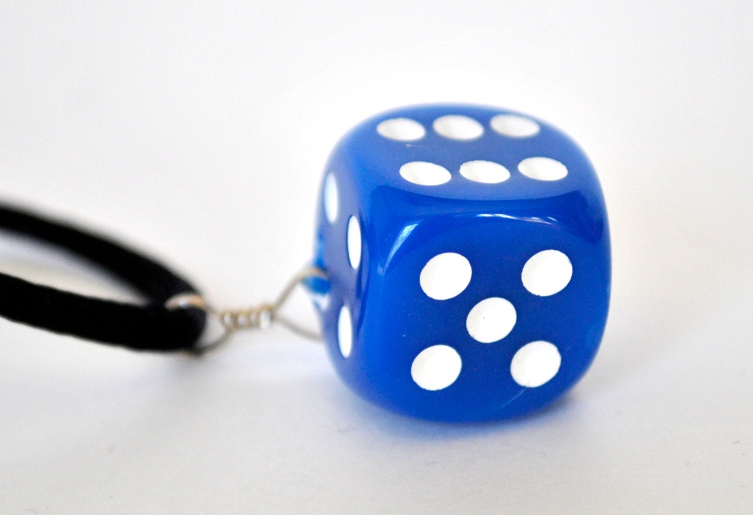 Dice Pendant Necklace - Blue D6 Six Sided - Geeky Gamer Jewelry