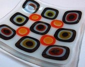 Fused glass dish  Retro Orange free shipping UK
