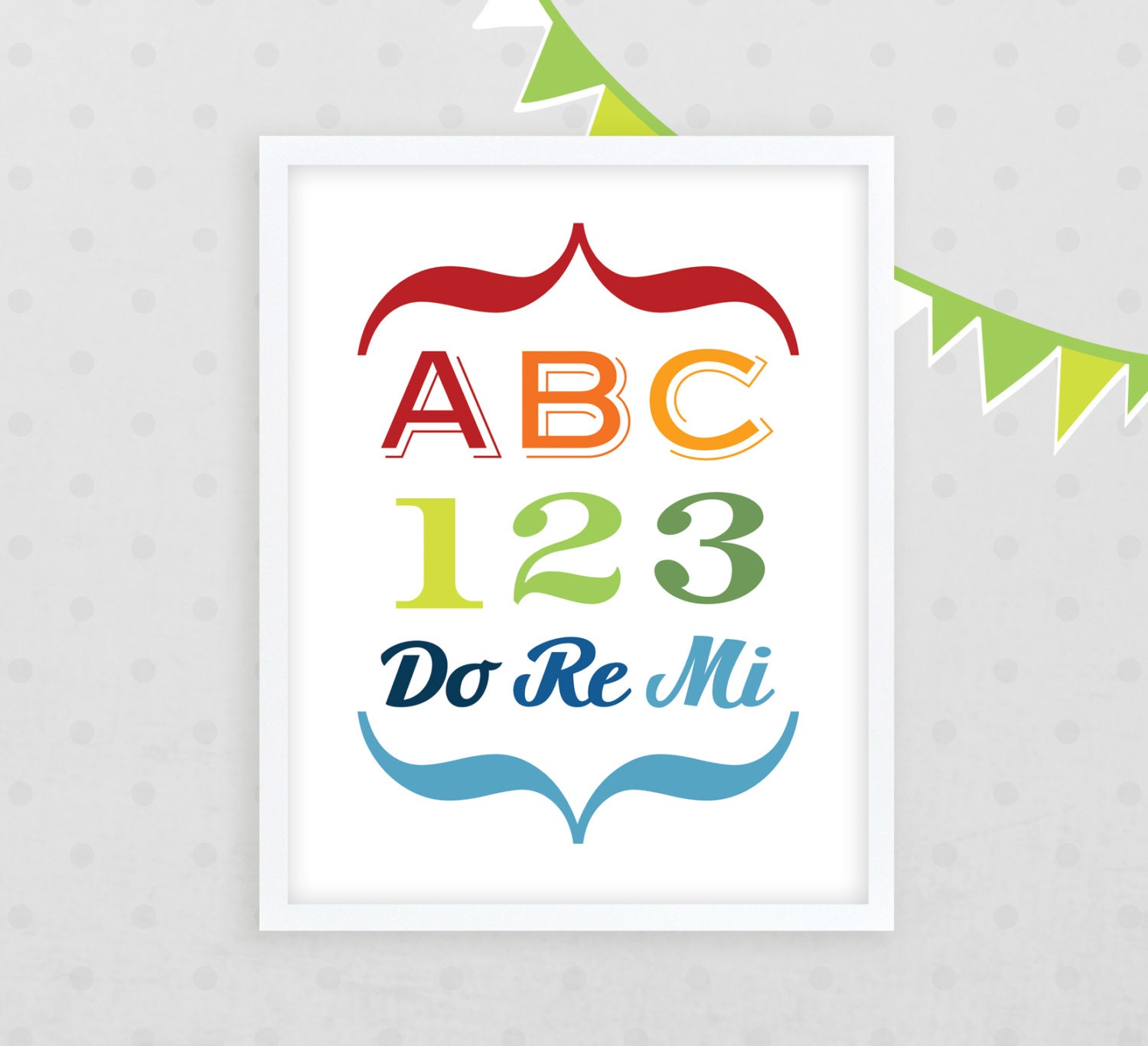 ABC 123 Do Re Mi 8x10 Nursery Art  ///  Alphabet Print  ///  Modern Nursery Collection