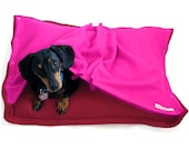 Eco Pet Bed - Recycled Poppy Red and Pink Fleece