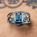 Silver vine ring - London blue topaz ring - emerald cut - vine - August birthstone - spring - ocean blue - made to order