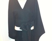 Wrap Poncho in Wool Herringbone