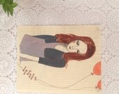 Red Balloons On A Line original illustration