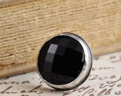 OOAK Vintage Black Faceted Cab Silver Ring
