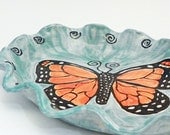Monarch Butterfly Oval Plate Ready to Ship Handmade