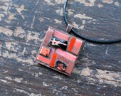 Coral Orange Mosaic Pendant