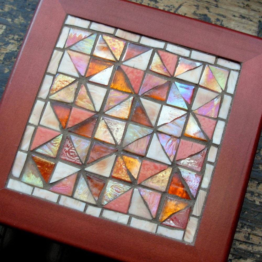 Orange Triangles Mosaic Trivet