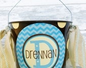 personalized preppy monogram boy's bucket