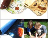 THREE Cloth Maps - Hiking Trail, Pirate Treasure, Outer Space Maps - Imagination Pretend Play - Fun Placemat / Party Favor / Gift Idea