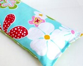 Yoga Eye Pillow with Flax Seed Aromatherapy Relaxation Lavender and Chamomile Scented - Strawberries and Springtime Flowers