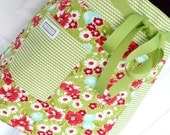 Green Floral Half Apron Chef Hostess Party Kitchen Adult Women's Apron - Moda Fabric
