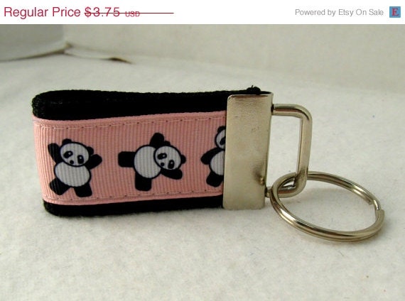 Anniversary Sale Panda Key FobPink Mini Key Chain Panda Zipper Pull