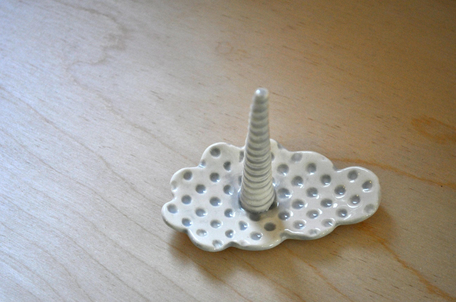 Soft Cloud Wedding Ring Dish - pottery ring holder- light gray and white- ceramic cloud dish for your rings and treasures