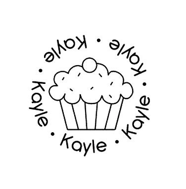 cute cupcake name custom rubber stamp