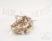 Wedding Ring Pillow Burlap and Lace Nest Woodland Garden Rustic Barn Meadow Photo Prop Ring Bearer Ring Cushion