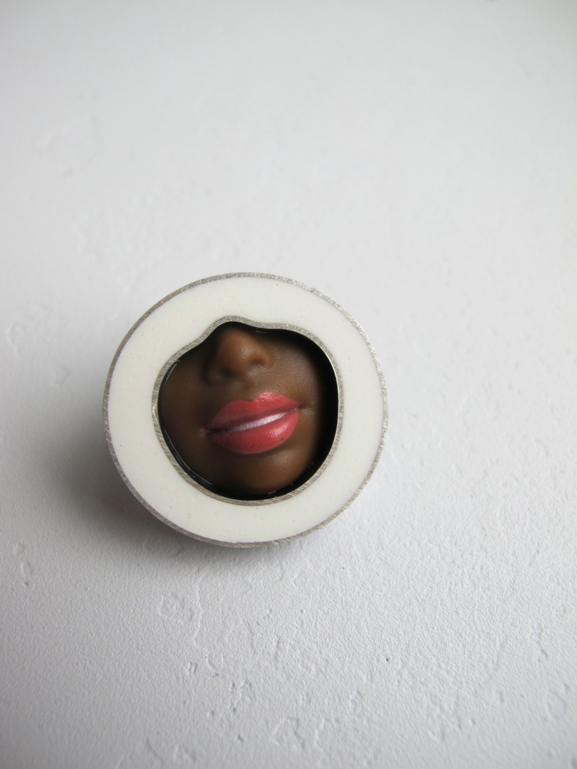 Barbie Doll Smile Pin with White Resin