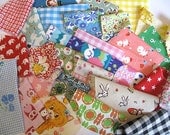 Mini Fabric scrap bag, mixed brights, japanese, retro and many more fabrics 30 pieces