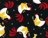 NEW Amy Biggers, Metro Market, Cooking Chickens Black Fabric - By the Yard