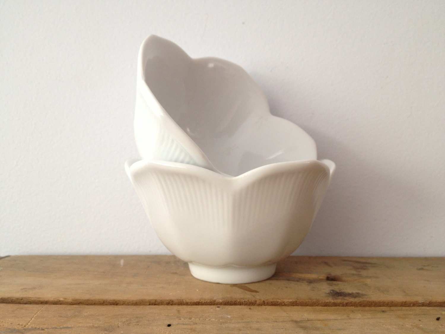 Lotus Cup - Ceramic Lotus Bowls in White 2 bowls, Rice Bowls, Planter for Succulents