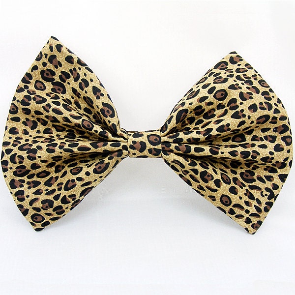 Large Cheetah Hair BOW.. big cotton fabric cosplay or costume HAICLIP