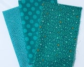 Teal - 3 Fat Eighths - Quilting Fabric Bundle