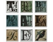 The Beatles Lyric Typography Art Print - Take These Broken Wings And Learn To Fly---9 PRINT SET