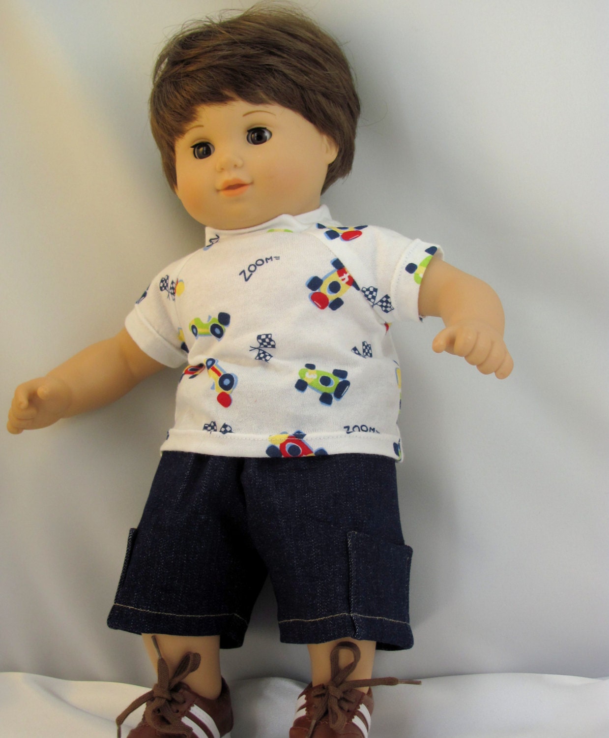 Denim Cargo Shorts for 15 inch dolls