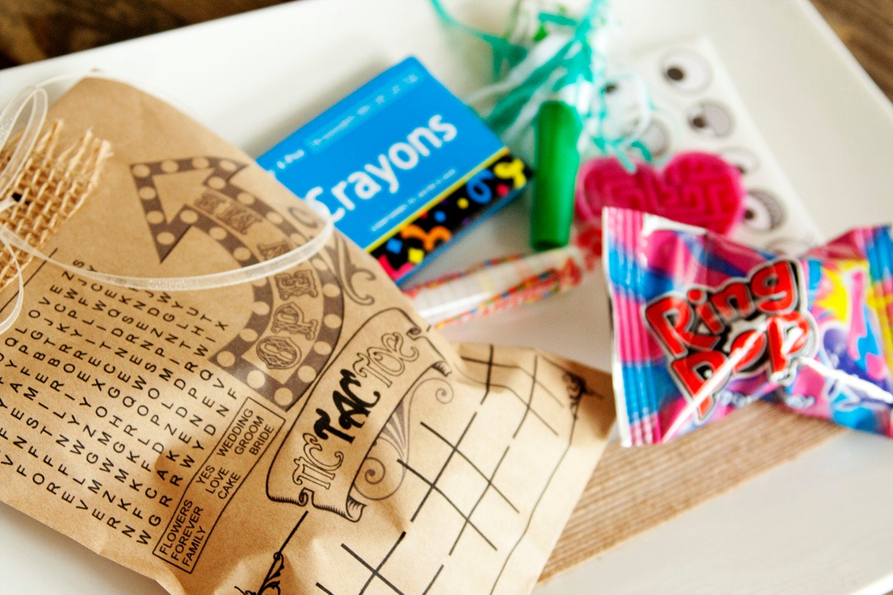Pre-made Children's Wedding Favor Bag - Full of Prizes and Games - Pack of 12 bags