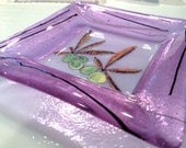 Fused Glass Dish: Lavender Plate with Olives