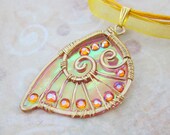 Sihaya Designs Faery Wing Necklace - Avalon Sunset - Iridescent Fairy Wing Jewelry