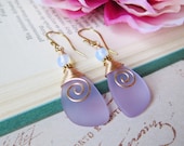 A Day At The Shore - Soft Purple Sea Glass Earrings